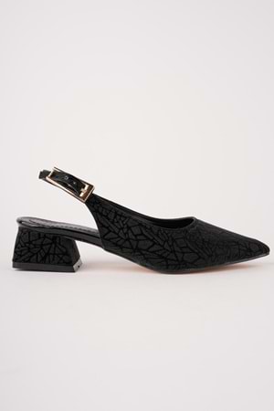 BulutMod BA04598 Siyah S Kadın Altın Toka Günlük Abiye 3 Cm Kısa Topuklu Ayakkabı - 39