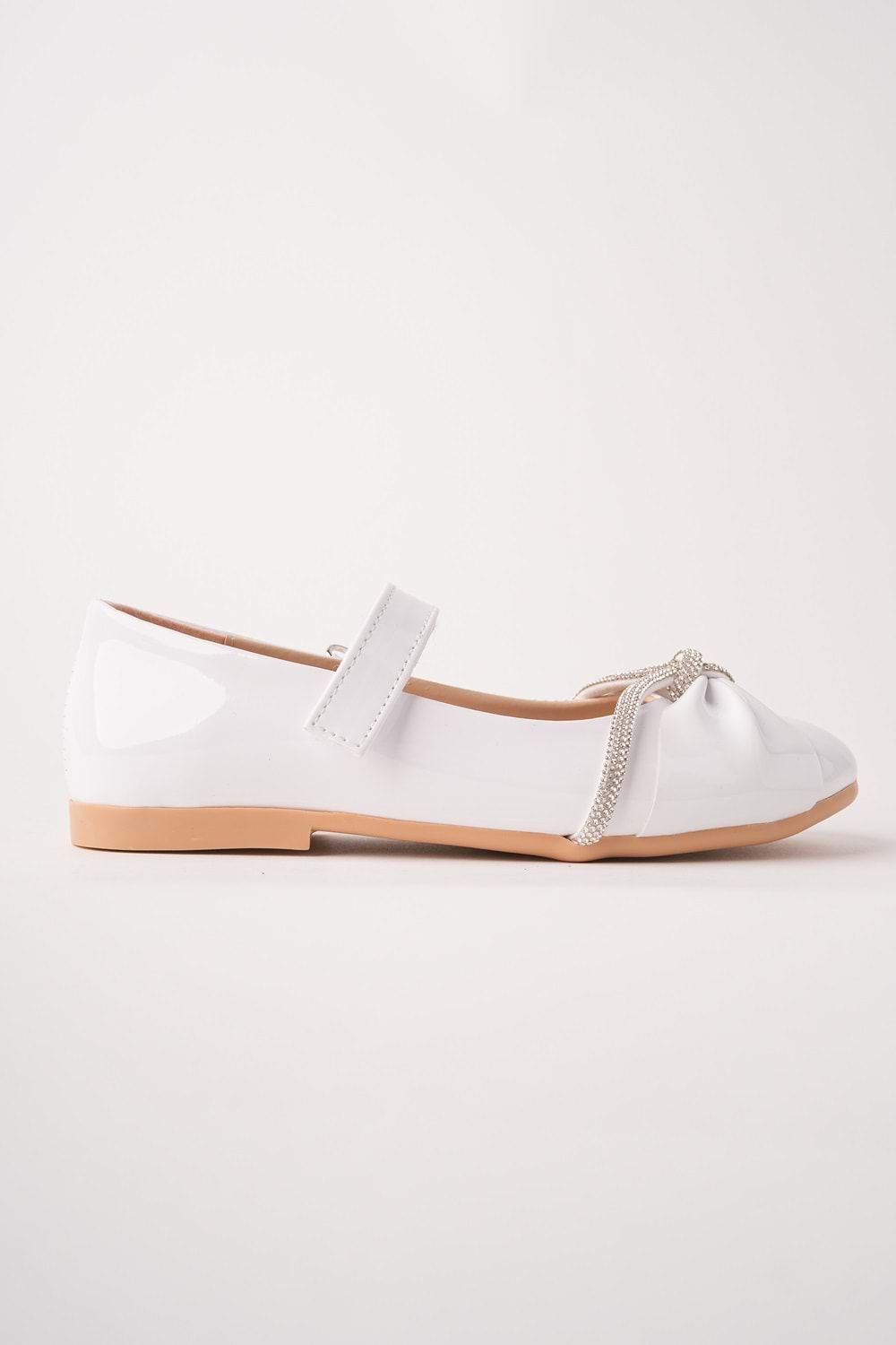 BulutMod BA04600 Beyaz Rugan Kız Çocuk Taşlı Abiye Balo Gösteri Babet Ayakkabı - 33