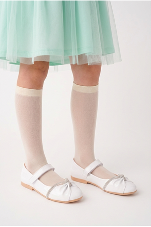 BulutMod BA04600 Beyaz Rugan Kız Çocuk Taşlı Abiye Balo Gösteri Babet Ayakkabı - 33