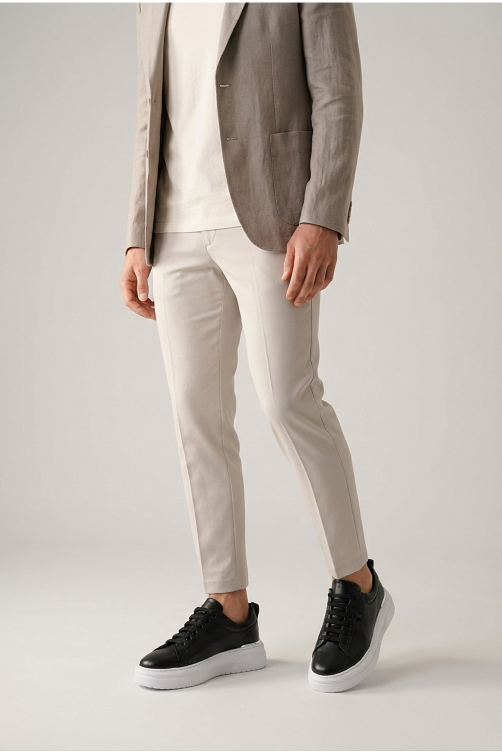 BulutMod BA04601 Siyah Erkek Hakiki Deri Arka Metal Günlük Yüksek Taban Sneaker Ayakkabı - 40