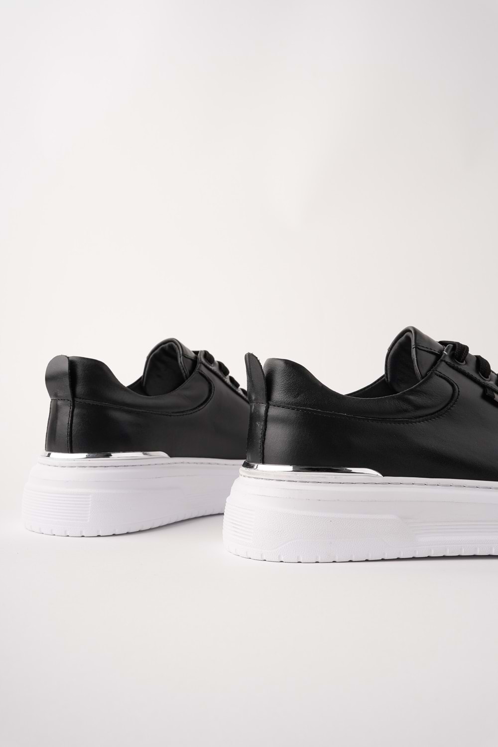 BulutMod BA04601 Siyah Erkek Hakiki Deri Arka Metal Günlük Yüksek Taban Sneaker Ayakkabı - 43