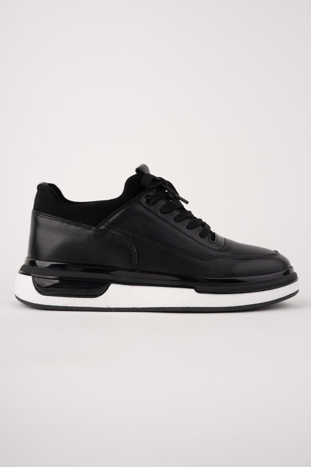 BulutMod BA04601 Siyah D Erkek Hakiki Deri Streş Lazer Günlük Yüksek Taban Sneaker Ayakkabı - 42